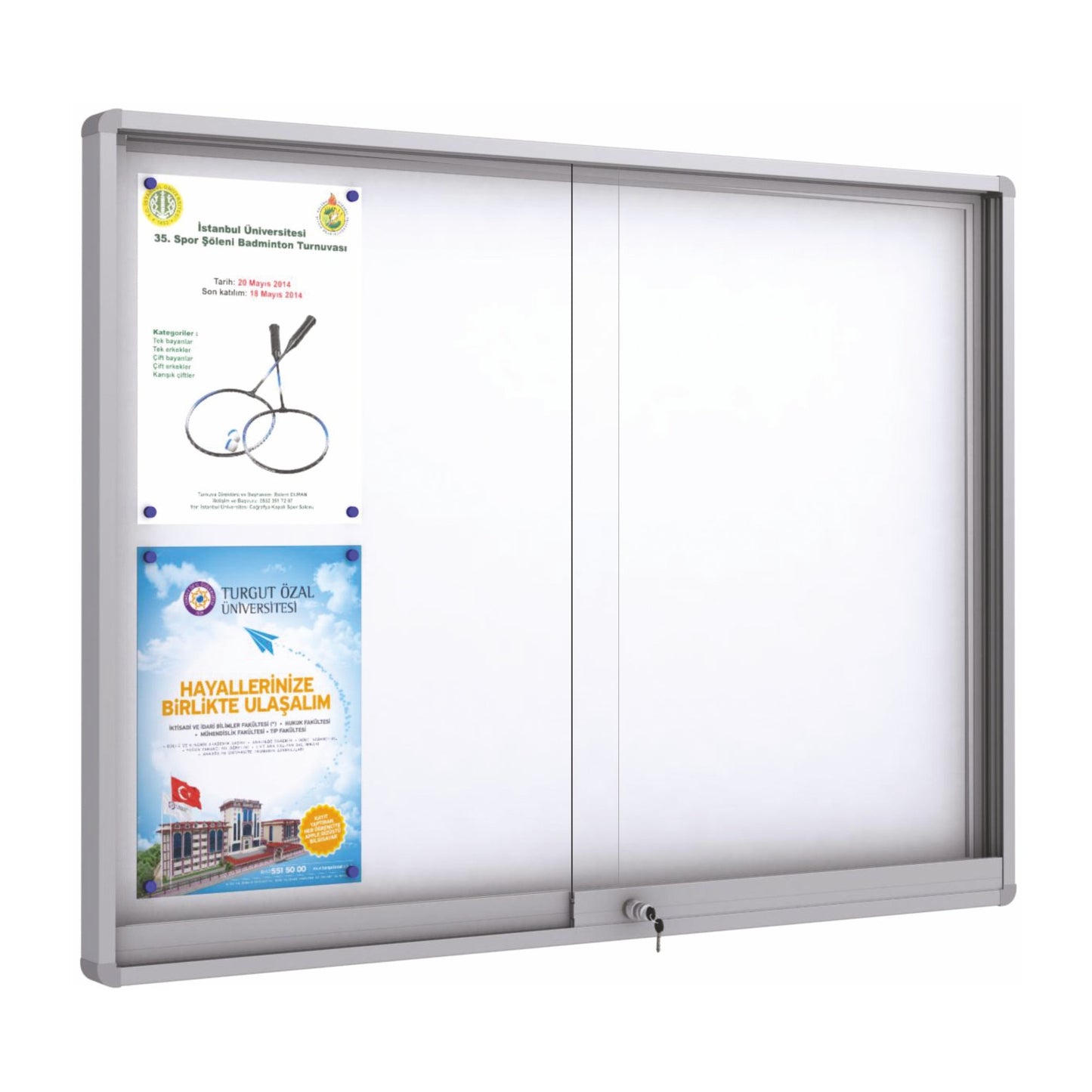 Midi Sliding Doors Noticeboard - Magnetic - Round Corners