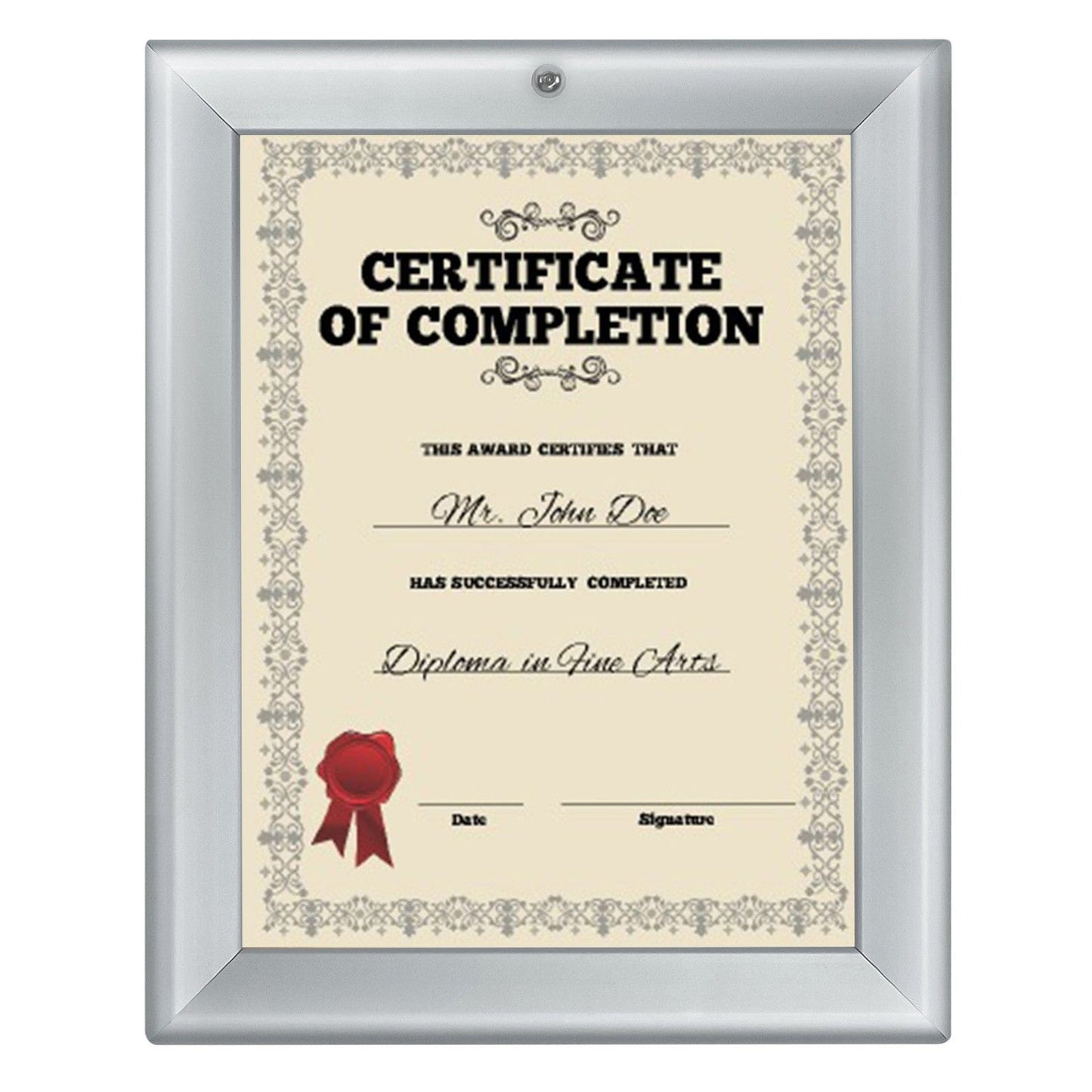 8.5x11 Inches Silver Lockable Snap Frame - 1.25" profile - Snap Frames Direct