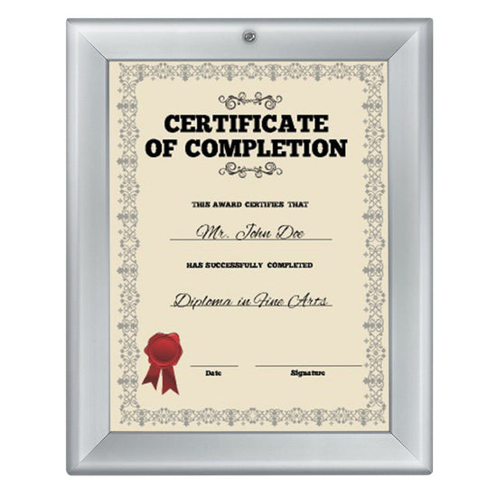 8.5x11 Inches Silver Lockable Snap Frame - 1.25" profile - Snap Frames Direct