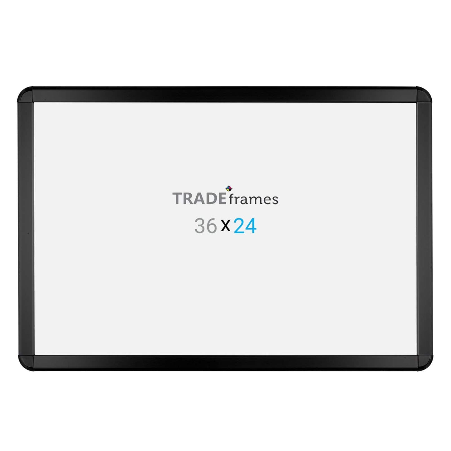 24x36 Black round-corner TRADEframe Snap Frame, media size 24x36 - 1.25 inch profile - Snap Frames Direct