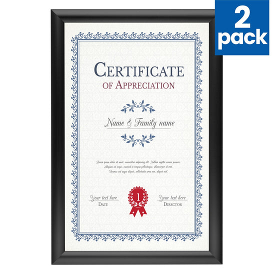 Twin-Pack Black 11x17 Diploma Frame - 1" Profile