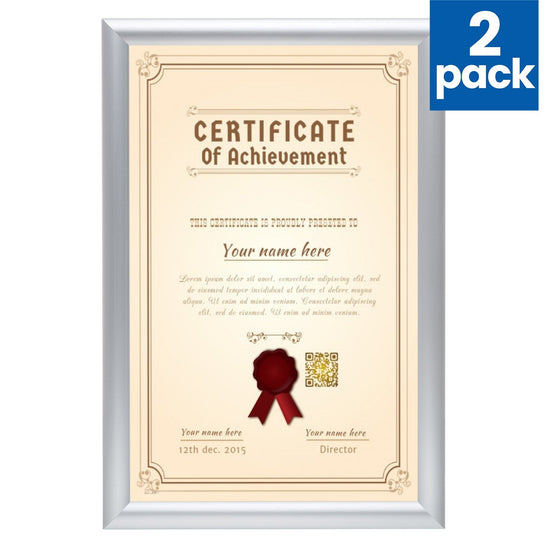 Twin-Pack Silver 11x17 Diploma Frame - 1" Profile