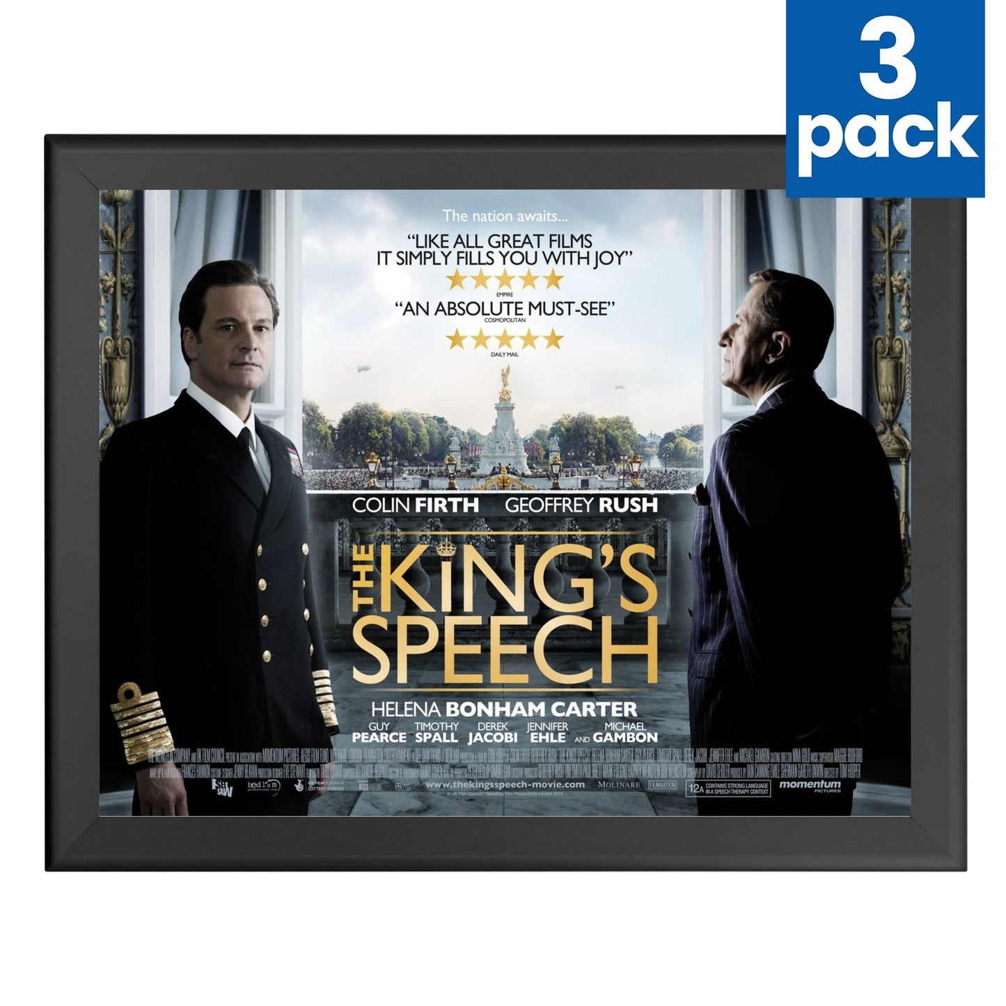 3 Case Pack of Black 30x40 Movie Poster Frame - 1.7" Profile