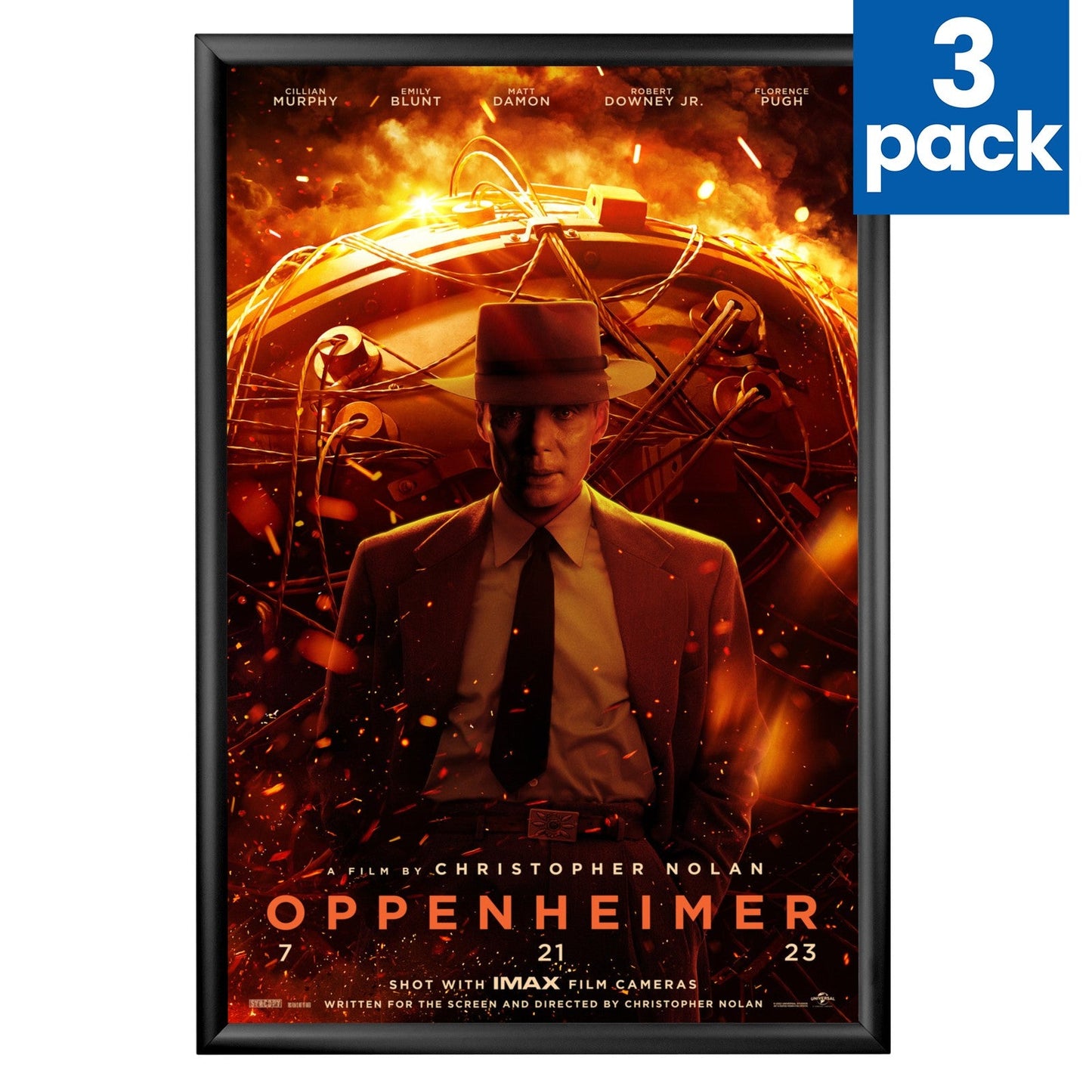 3 Case Pack of Black 27x40 Movie Poster Frame - 1.2" Profile