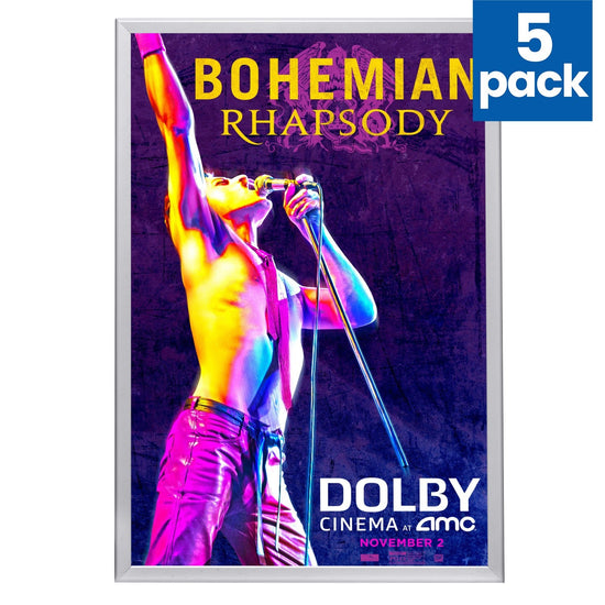 5 Case Pack of Silver 24x36 Movie Poster Frame - 1.25" Profile