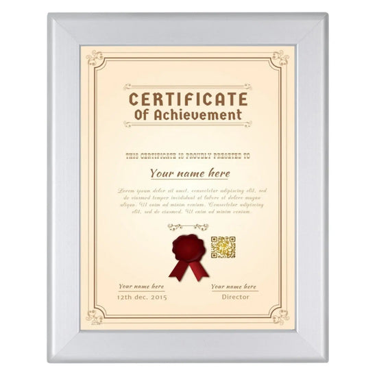 8.5x11 Inches Silver Snap Frame - 1.25" Profile - Snap Frames Direct