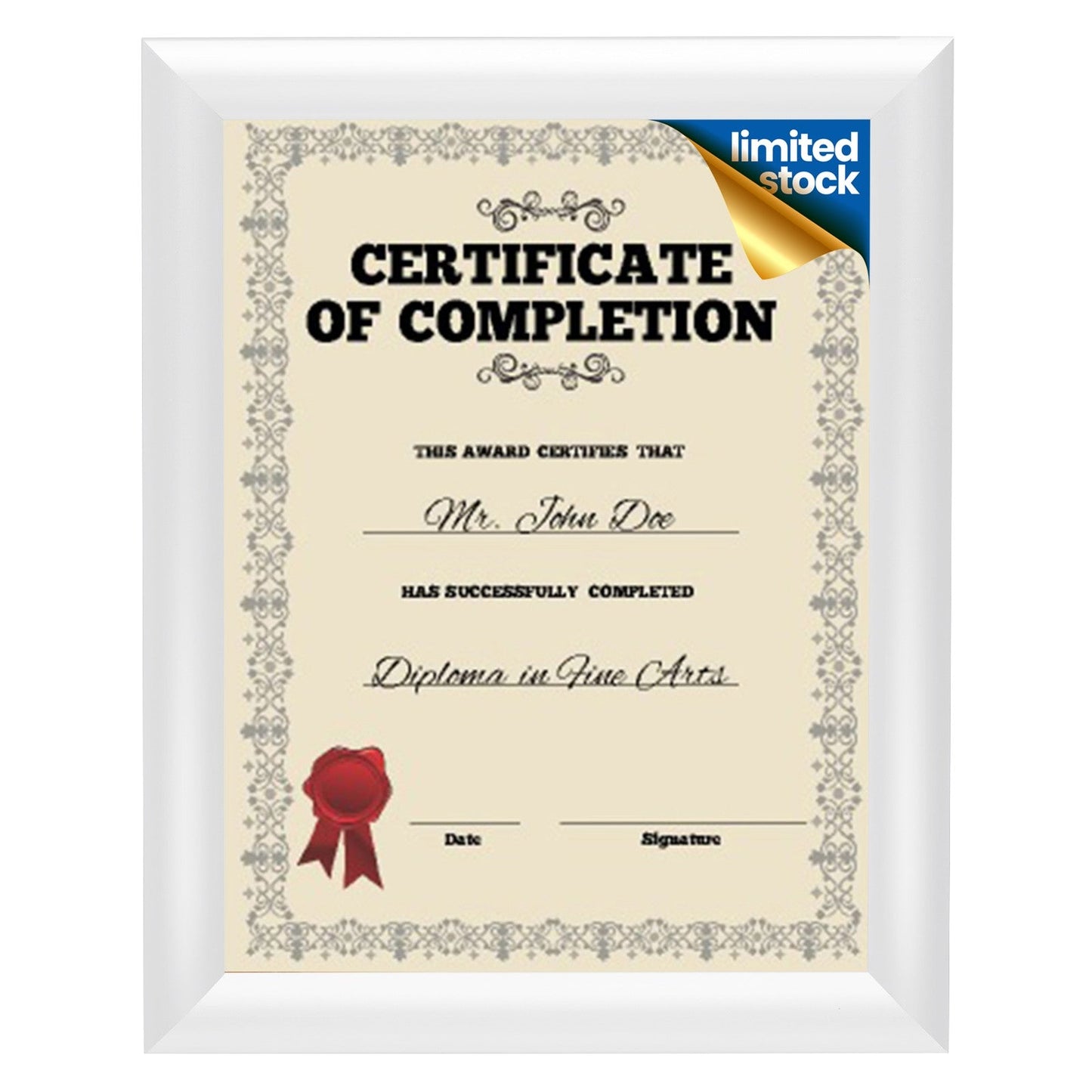 White 8.5x11 Certificate Frame - 1" Profile