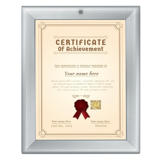 SnapeZo® 21.59 x 27.94 cm Silver Lockable Snap Frame - 32MM Profile