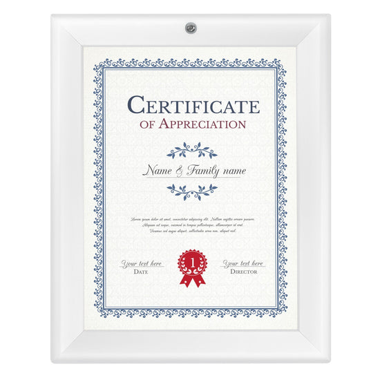 SnapeZo® 21.59 x 27.94 cm White Lockable Snap Frame - 32MM Profile