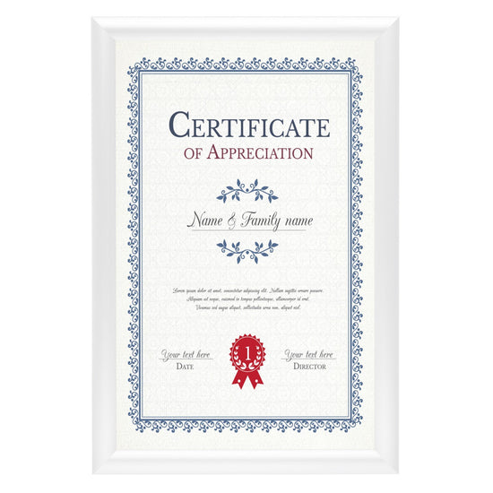 SnapeZo® 27.94 x 43.18 cm White Snap Frame - 25MM Profile