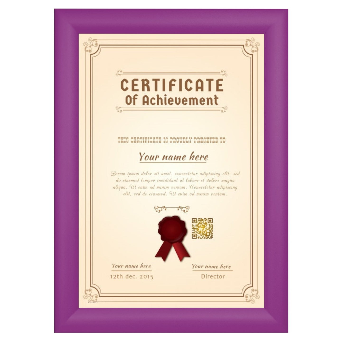 21.59 x 27.94 cm Purple Certificate Frame 30MM SnapeZo®